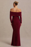Odessa Berry Bardot Neck Maternity Maxi Dress