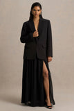 Spencer Black Chiffon Pleated Maxi Skirt