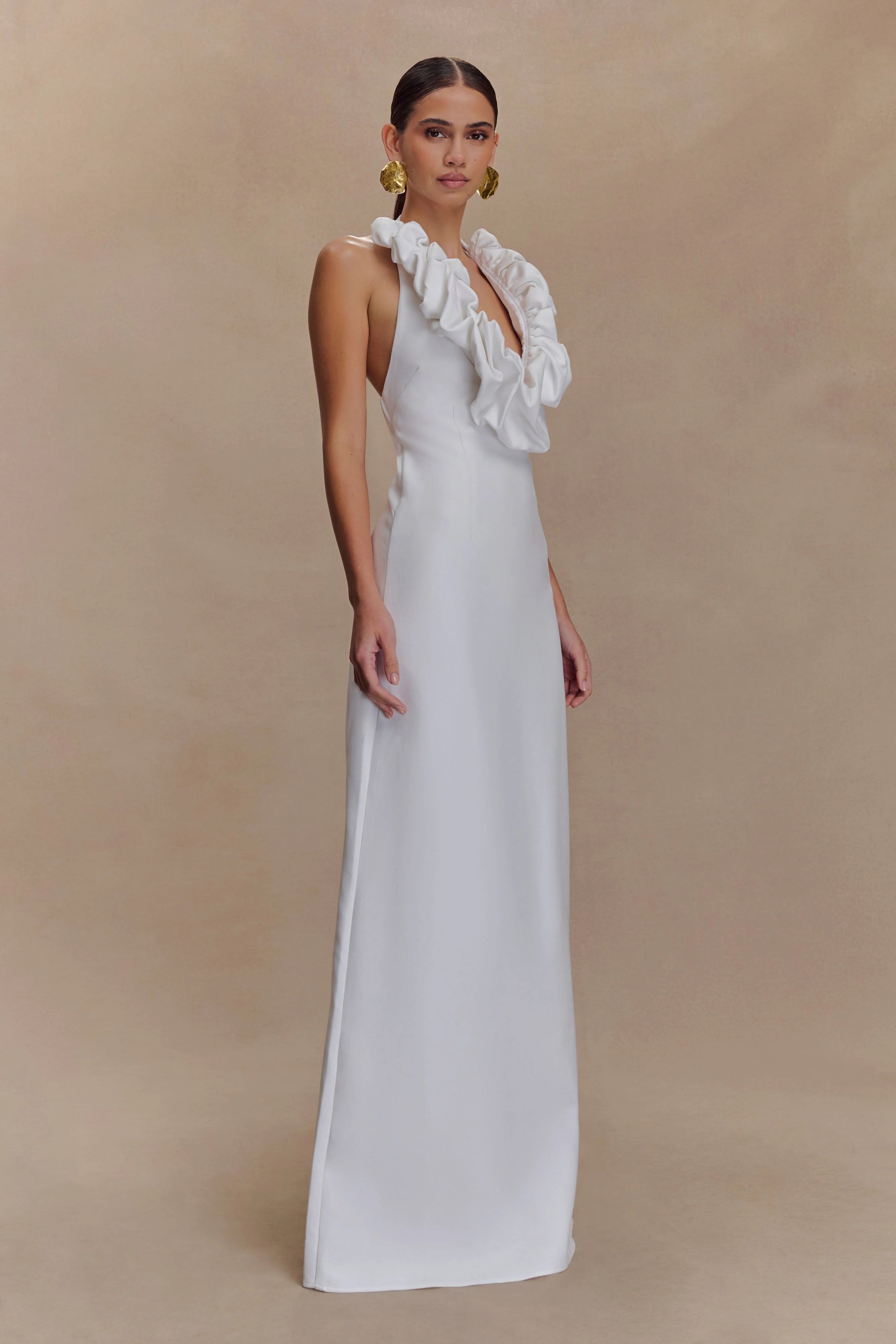 Carolyn Linen Bubble Maxi Dress White