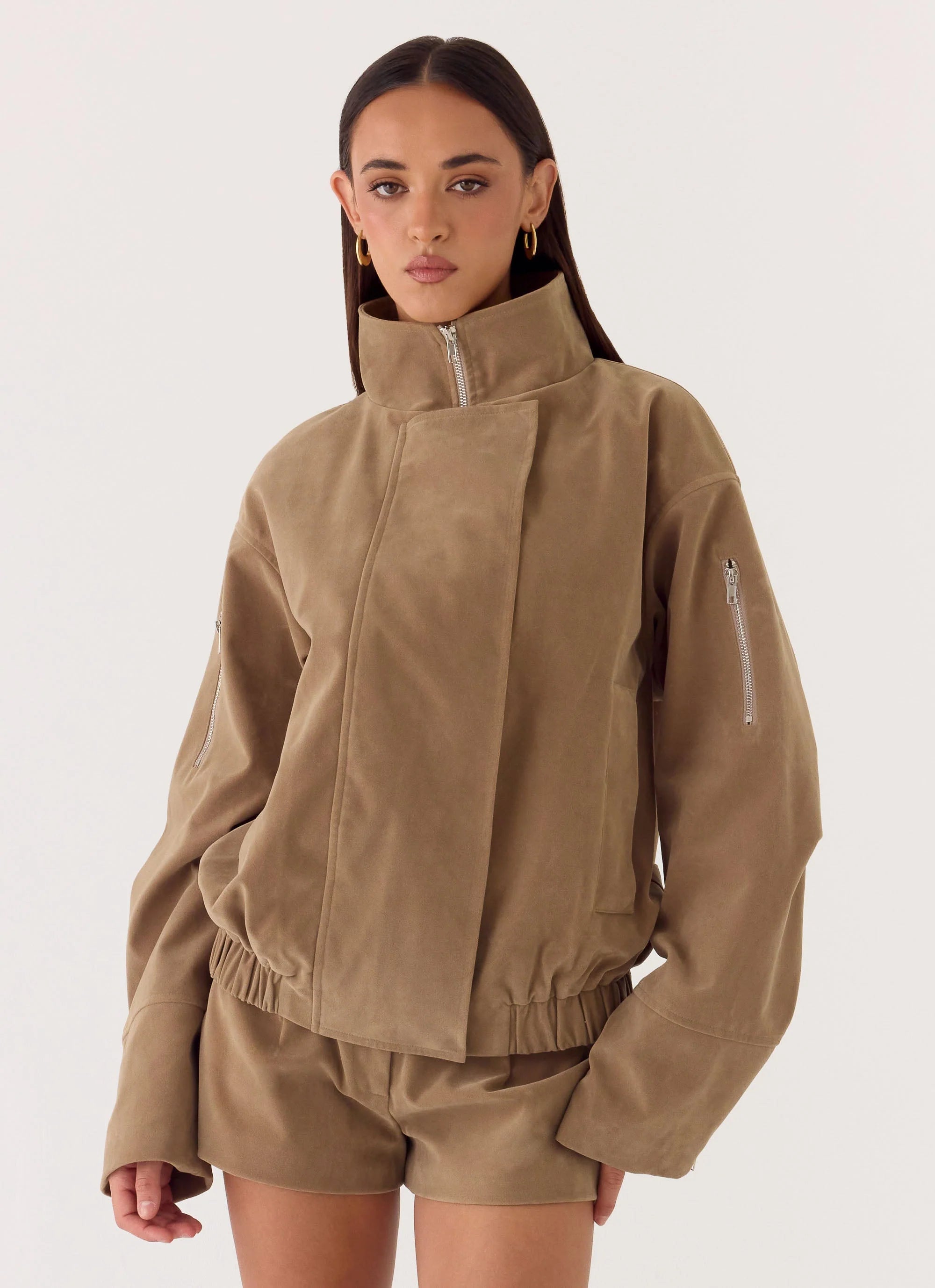 Marlow Faux Suede Jacket Taupe