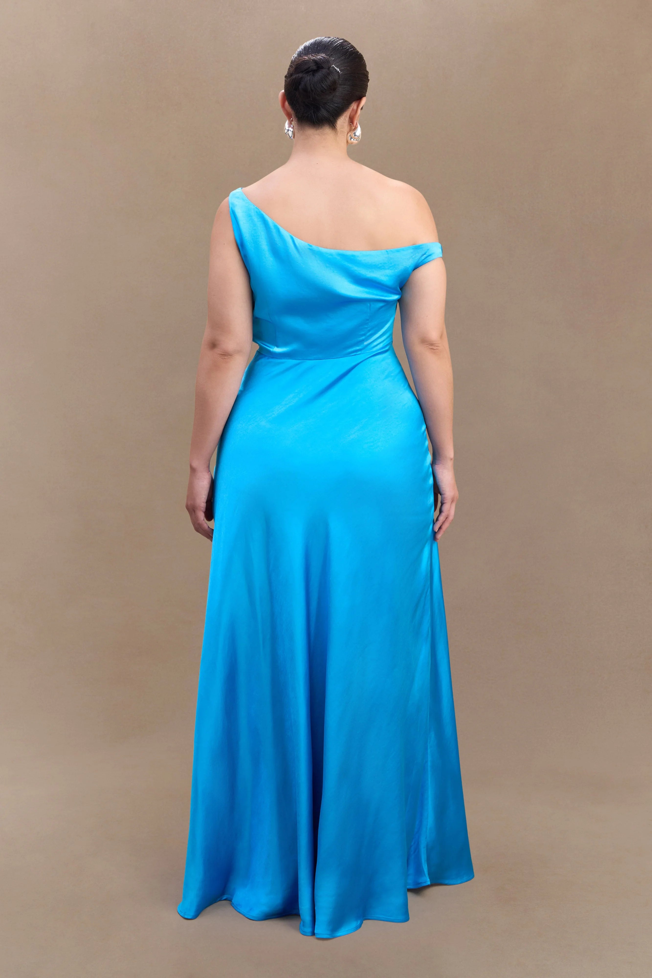 Jacinta One Shoulder Maxi Dress Cyan Blue