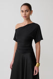 Luu Off Shoulder Slinky Top Black