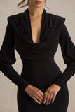 Kaylee Black Cowl Neck Maxi Dress With Draping Details
