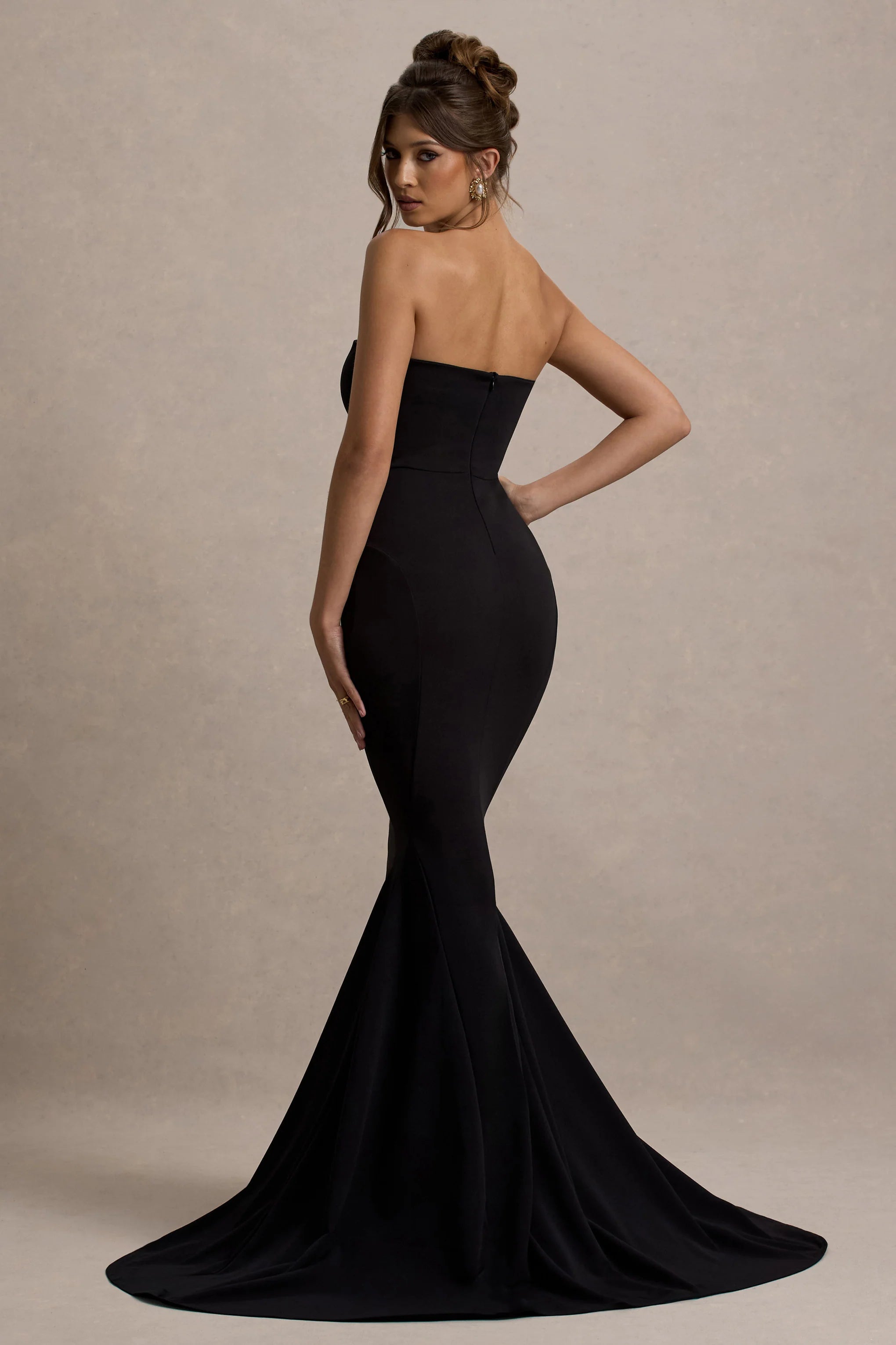 Impress Me Black Strapless Bandeau Fishtail Maxi Dress