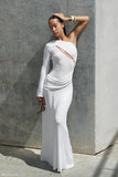 Alexius One Shoulder Knit Maxi Dress Ivory