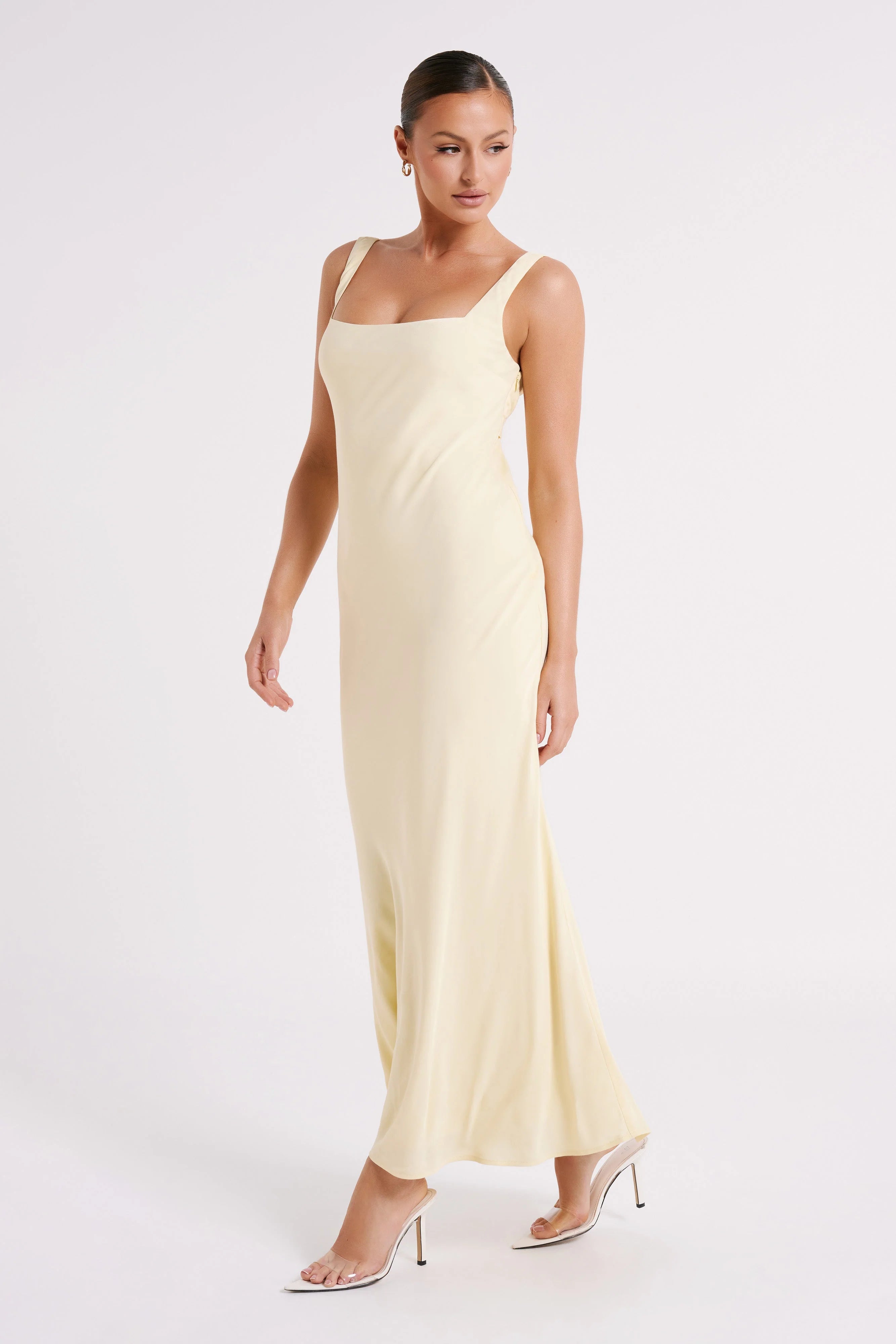Ensley Satin Maxi Dress Light Yellow