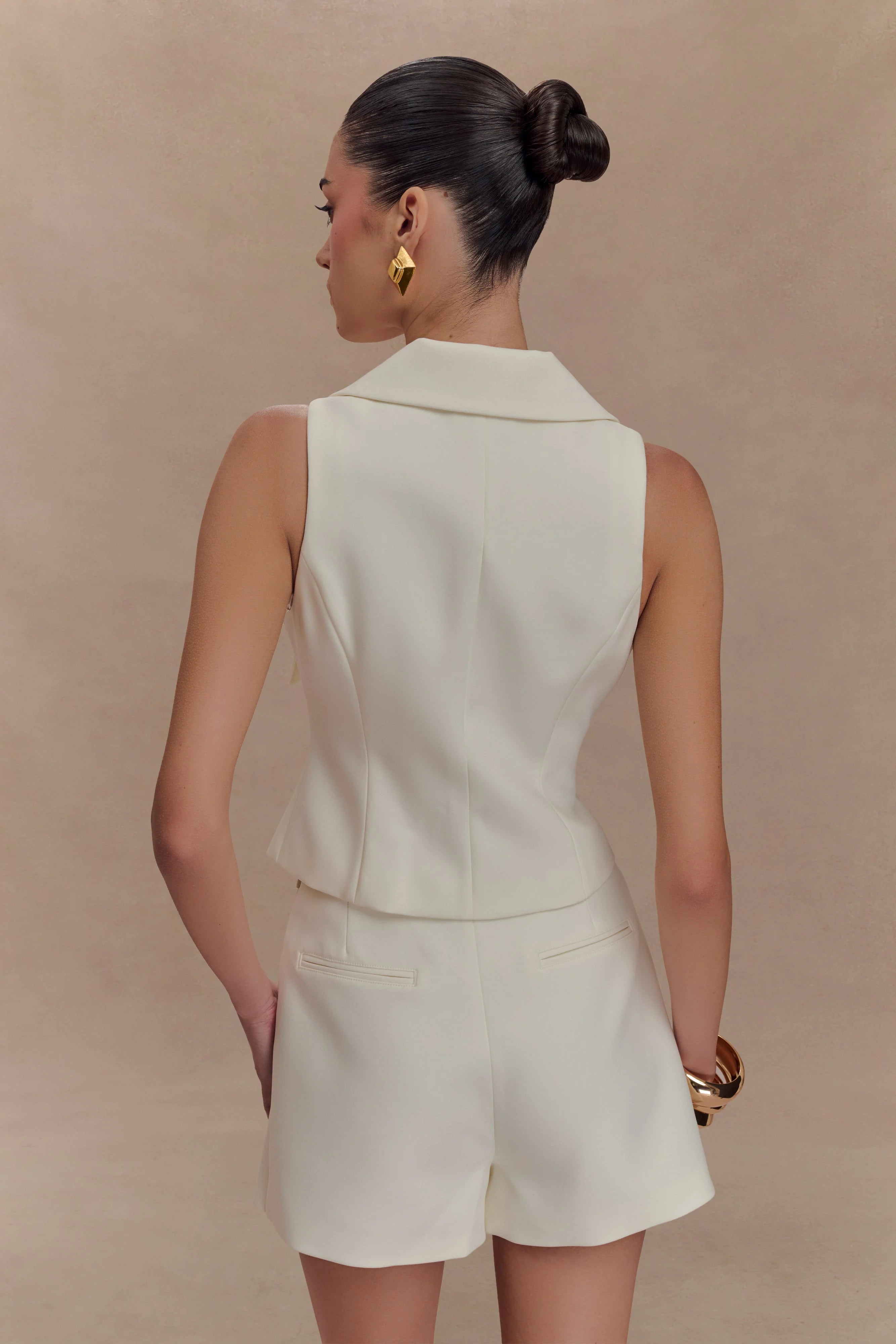 Alix Mixed Button Vest Ivory
