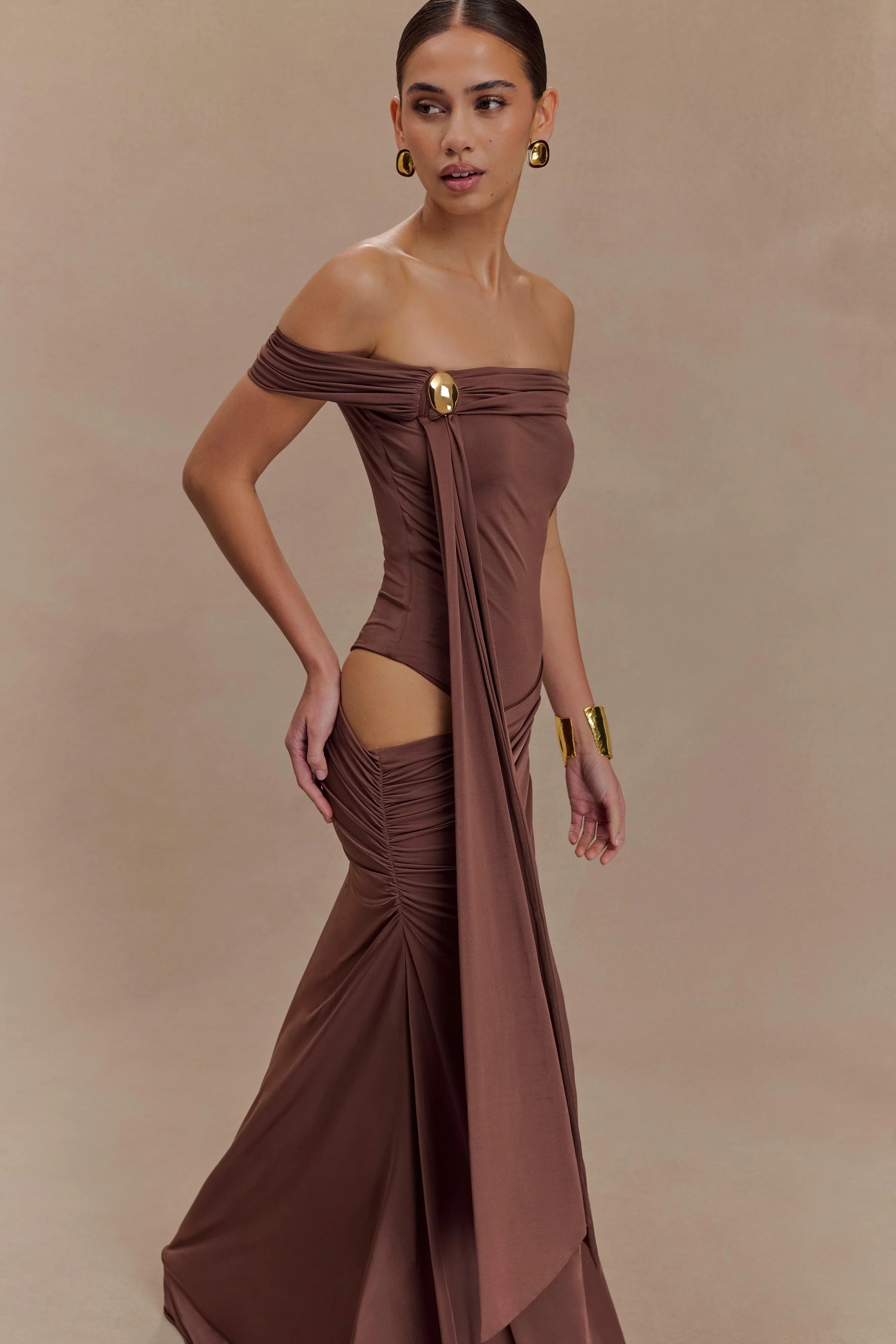 Oliver Slinky Maxi Dress Chocolate