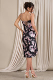 Roses Black Floral Corset Ruffled Midi Dress