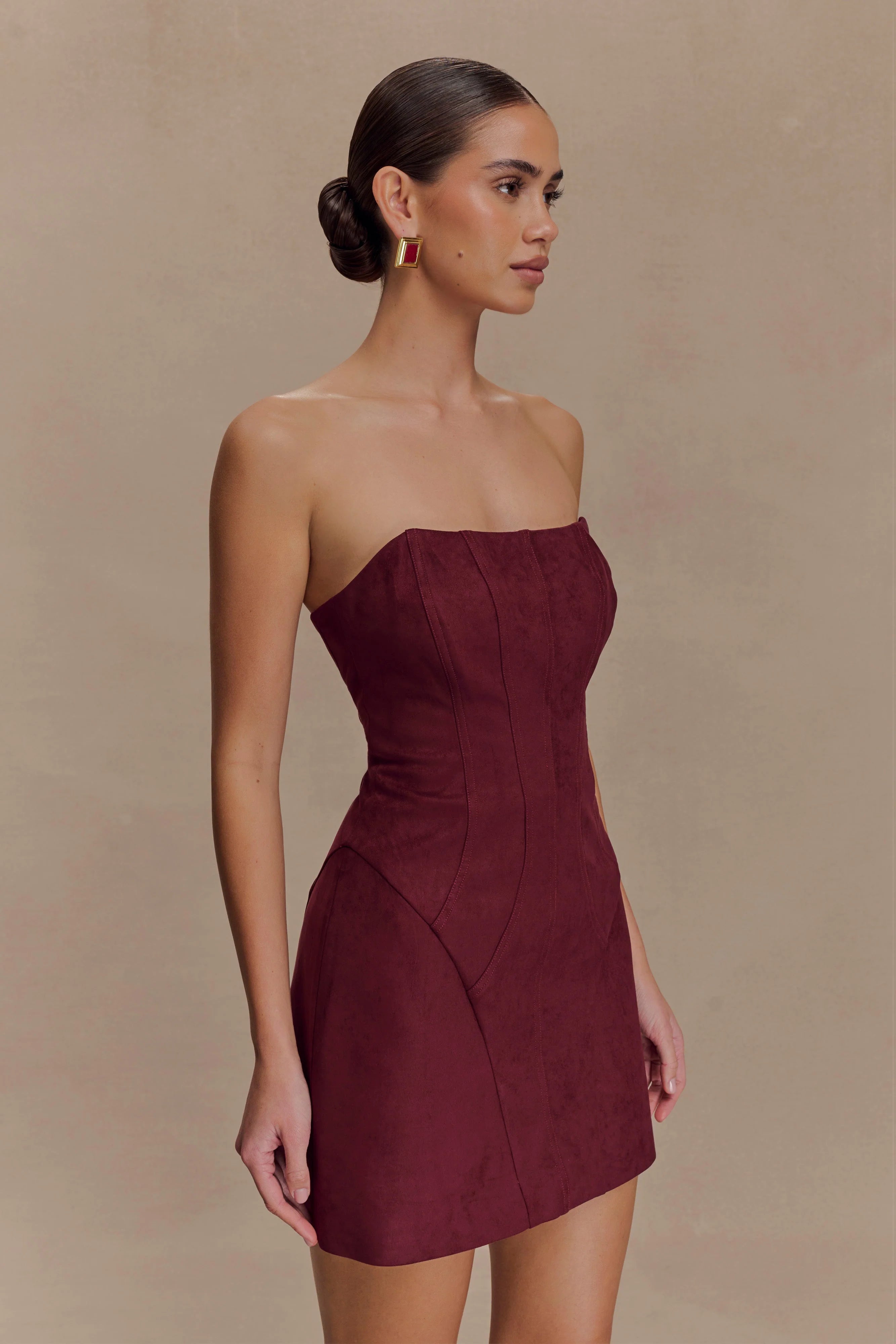Andy Faux Suede Mini Dress Wine