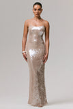 Vermont Nude Sequin Square Neck Maxi Dress