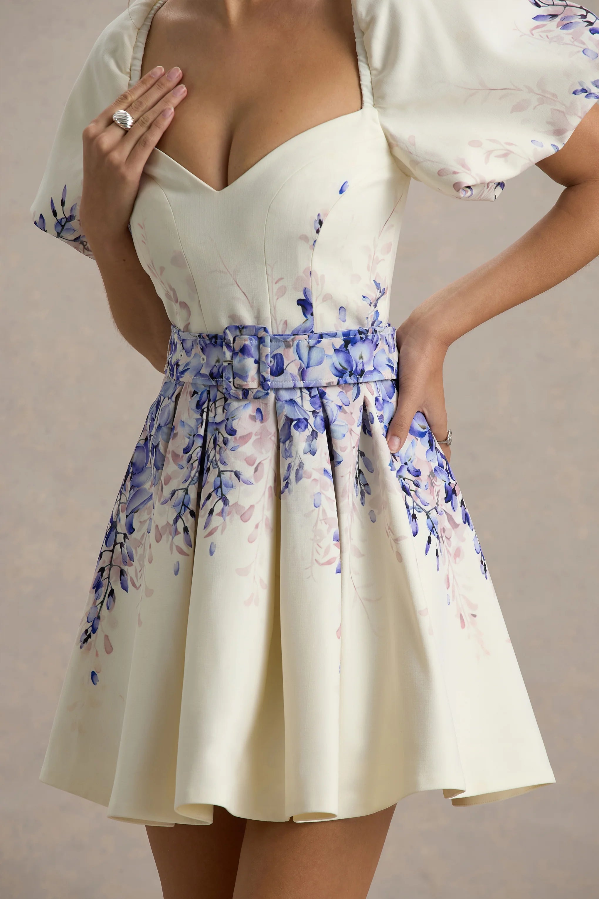 Tapia Wisteria Print Belted Mini Dress