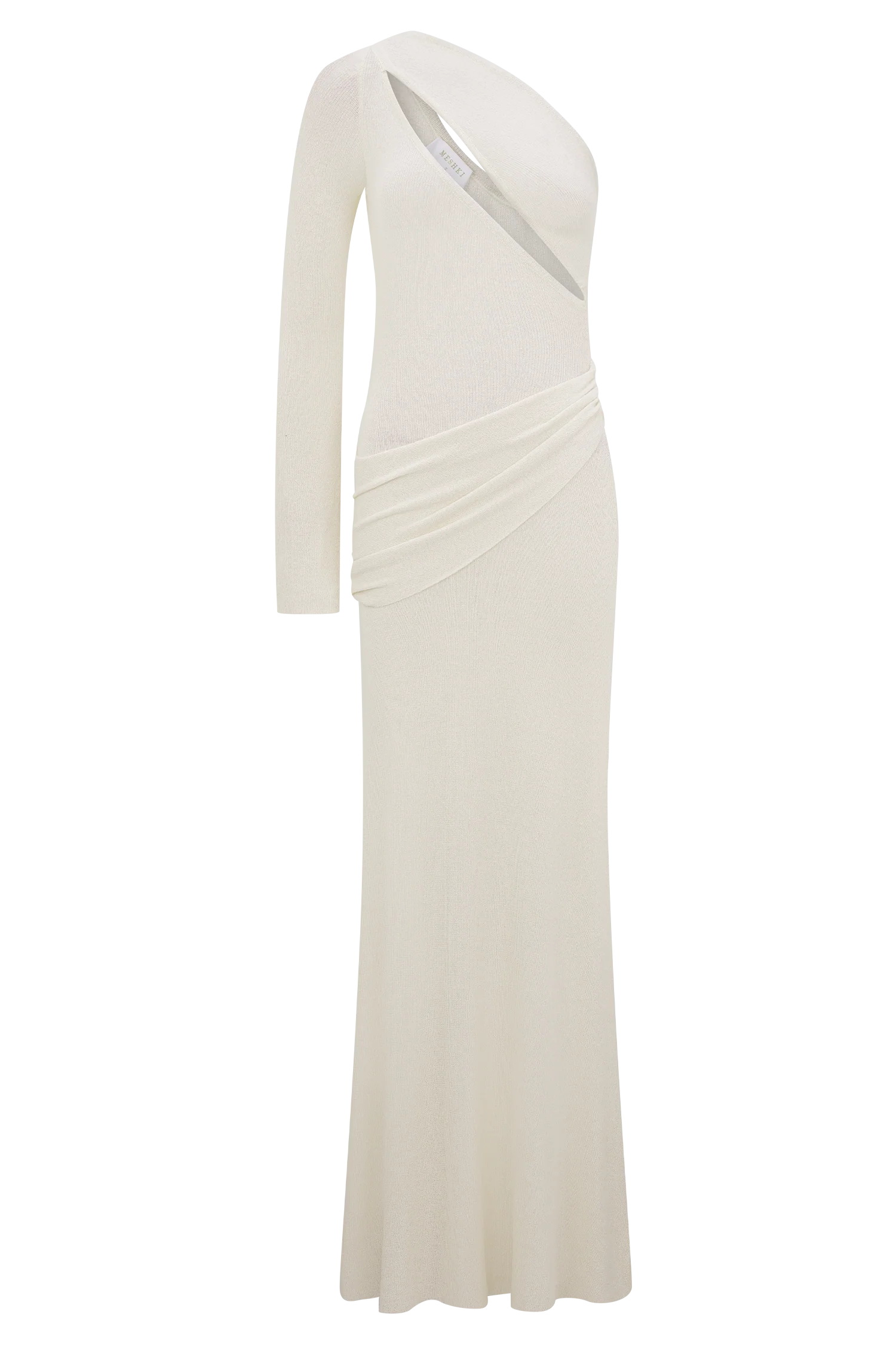 Alexius One Shoulder Knit Maxi Dress Ivory