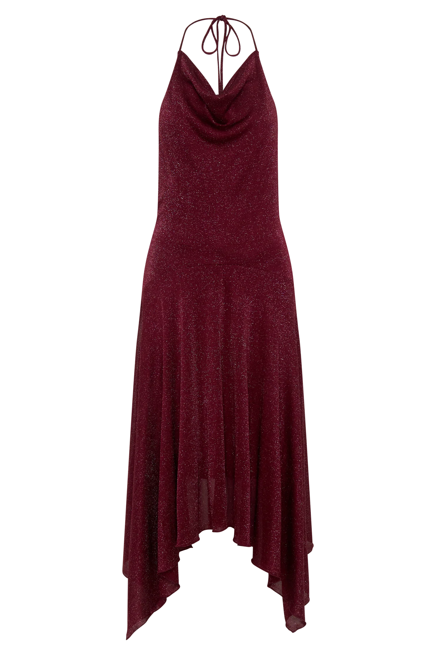 Sylvie Lurex Hankie Midi Dress Wine