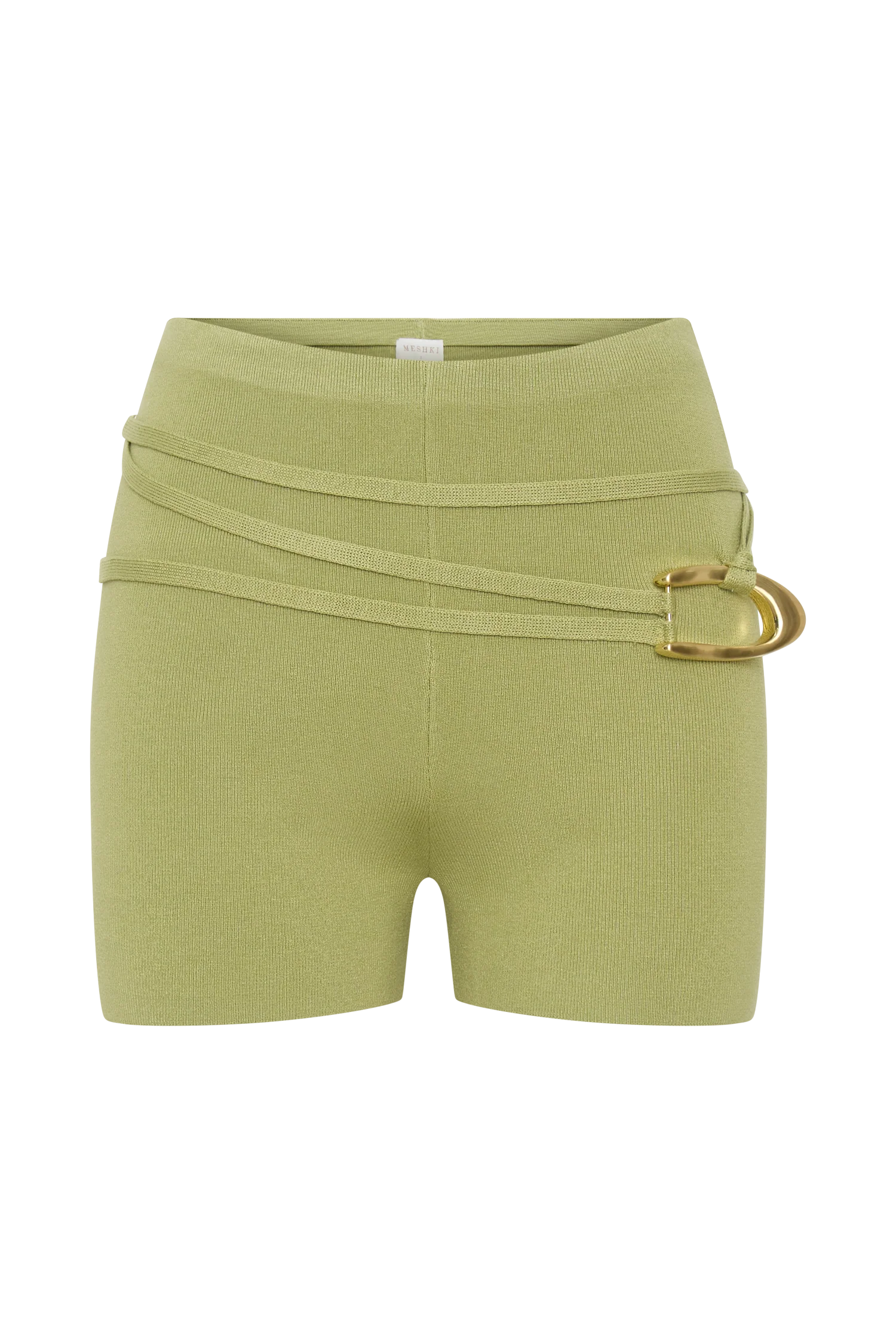 Dimitri Mini Knit Shorts With Belt Light Olive