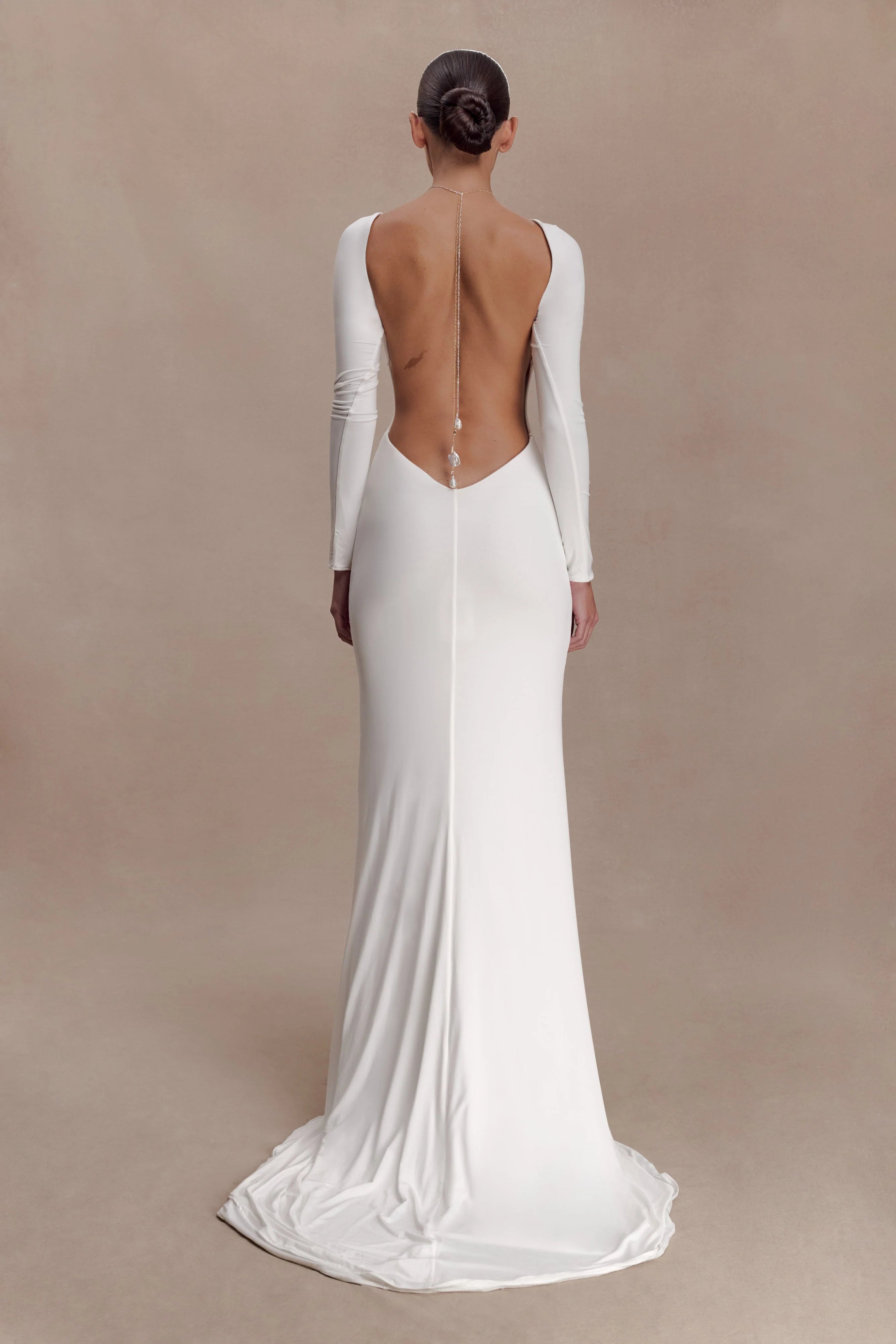 Marlene Slinky Low Back Maxi Dress White