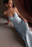 Lilly Sweetheart Satin Maxi Dress Frosted Blue