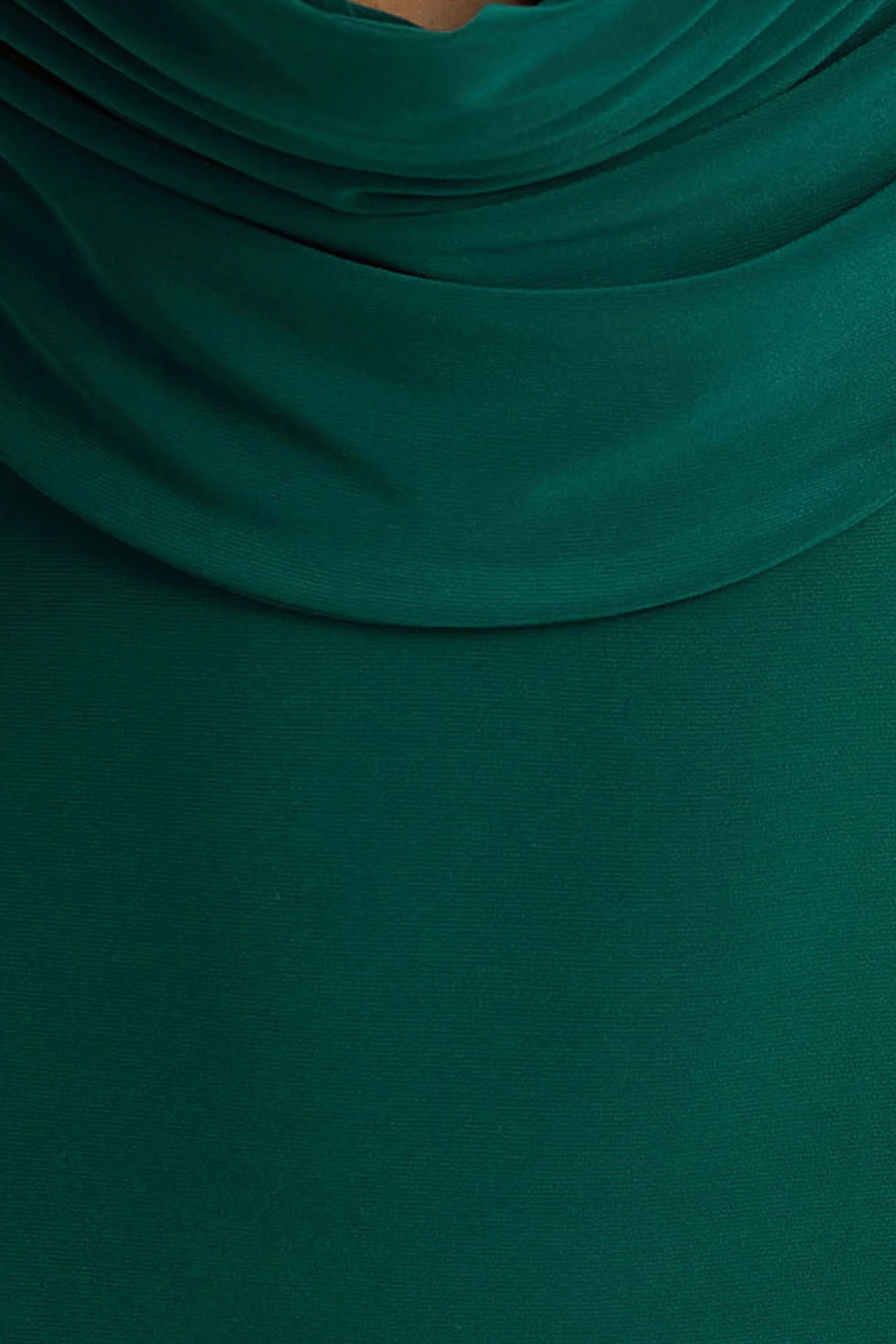 Kaylee Bottle Green Cowl Neck Maxi Dress With Draping Details