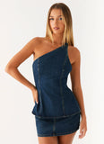 Maysa Denim Top Washed Denim