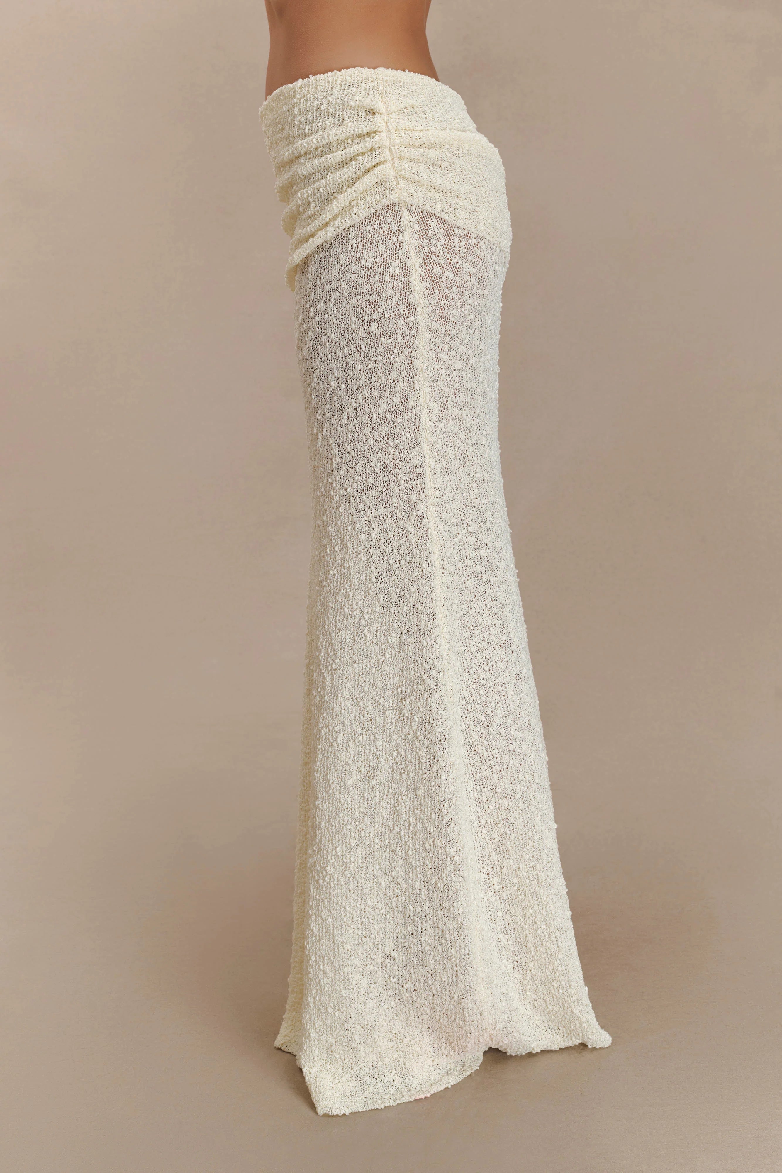 Petra Ruched Knit Maxi Skirt Ivory