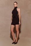 Emilia Beaded Waistband Mini Skirt Black