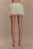 Margaret Lace Ruffle Mini Skort Cream