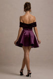 Dede Port Velvet Bow Bardot Skater Mini Dress