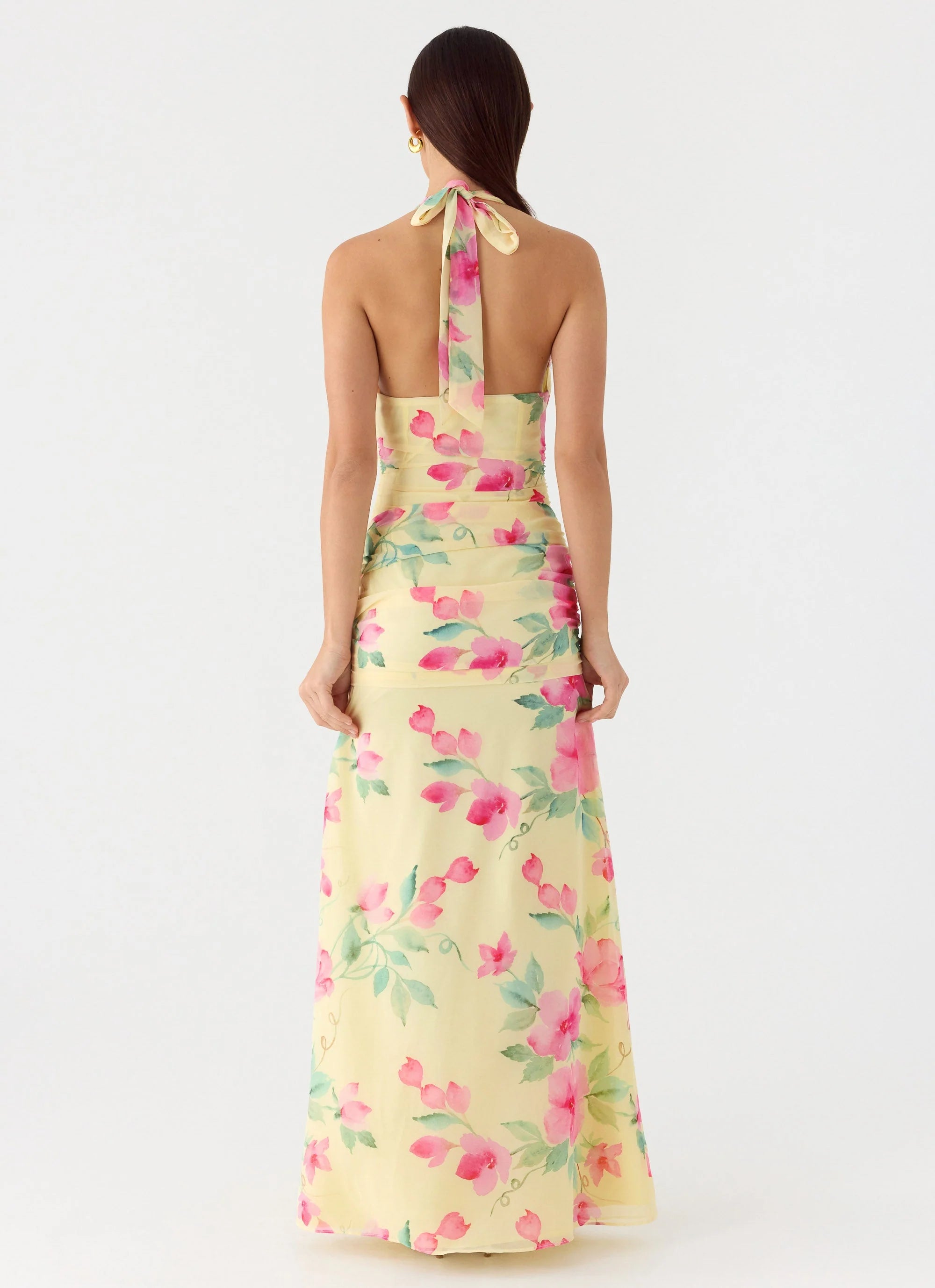 Colada Halter Maxi Dress Lemon Soleil