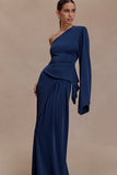 Vivica Slinky Gathered Maxi Skirt Midnight Navy