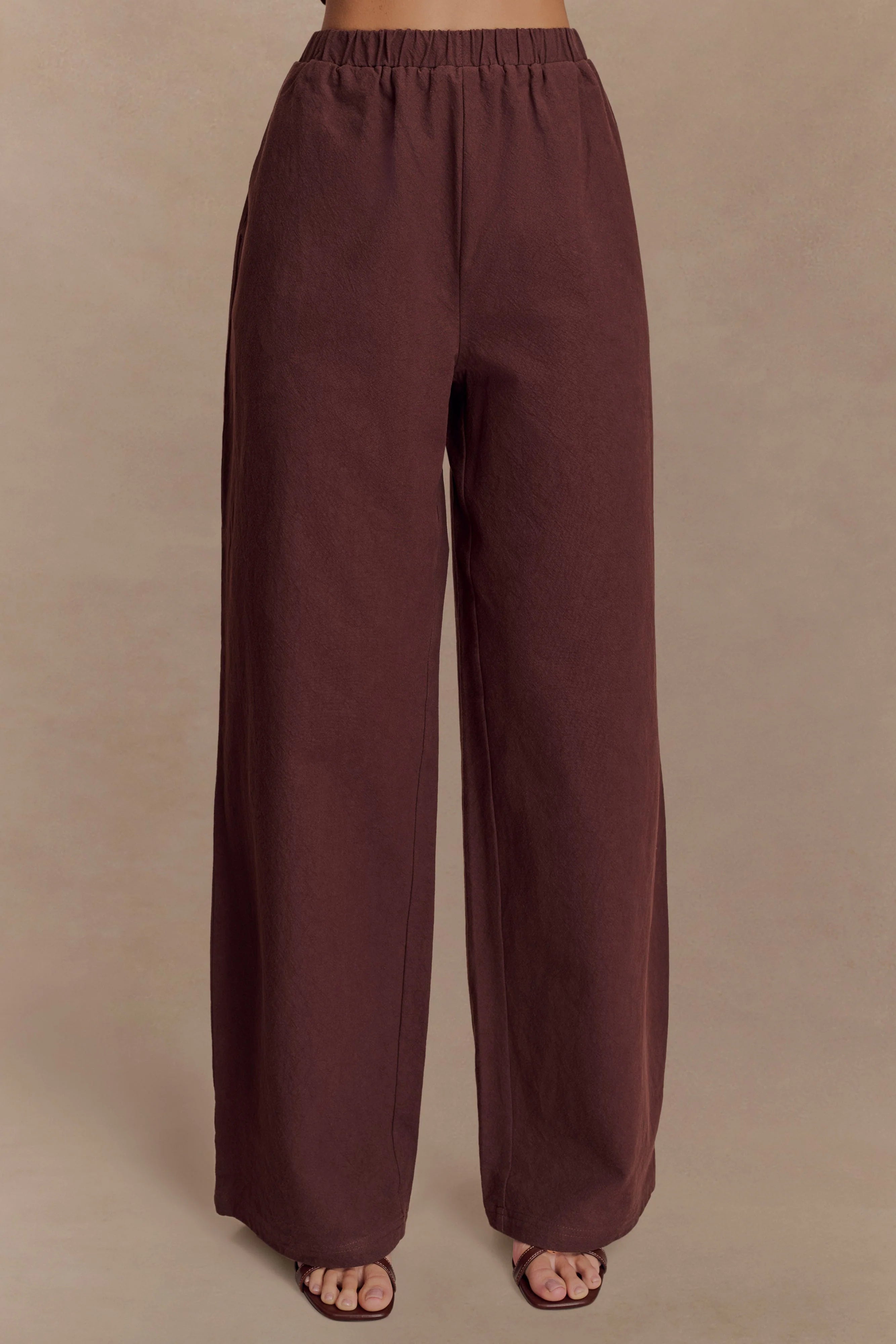 Janayia Cotton Wide Leg Pants Dark Espresso