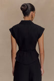 Andina Shortsleeve Linen Top Black