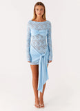 Consie Long Sleeve Mini Dress Pale Blue