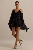 Anaya Black Chiffon Playsuit With Long Sleeves