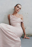 Dalia Off Shoulder Satin Maxi Dress Soft Pink