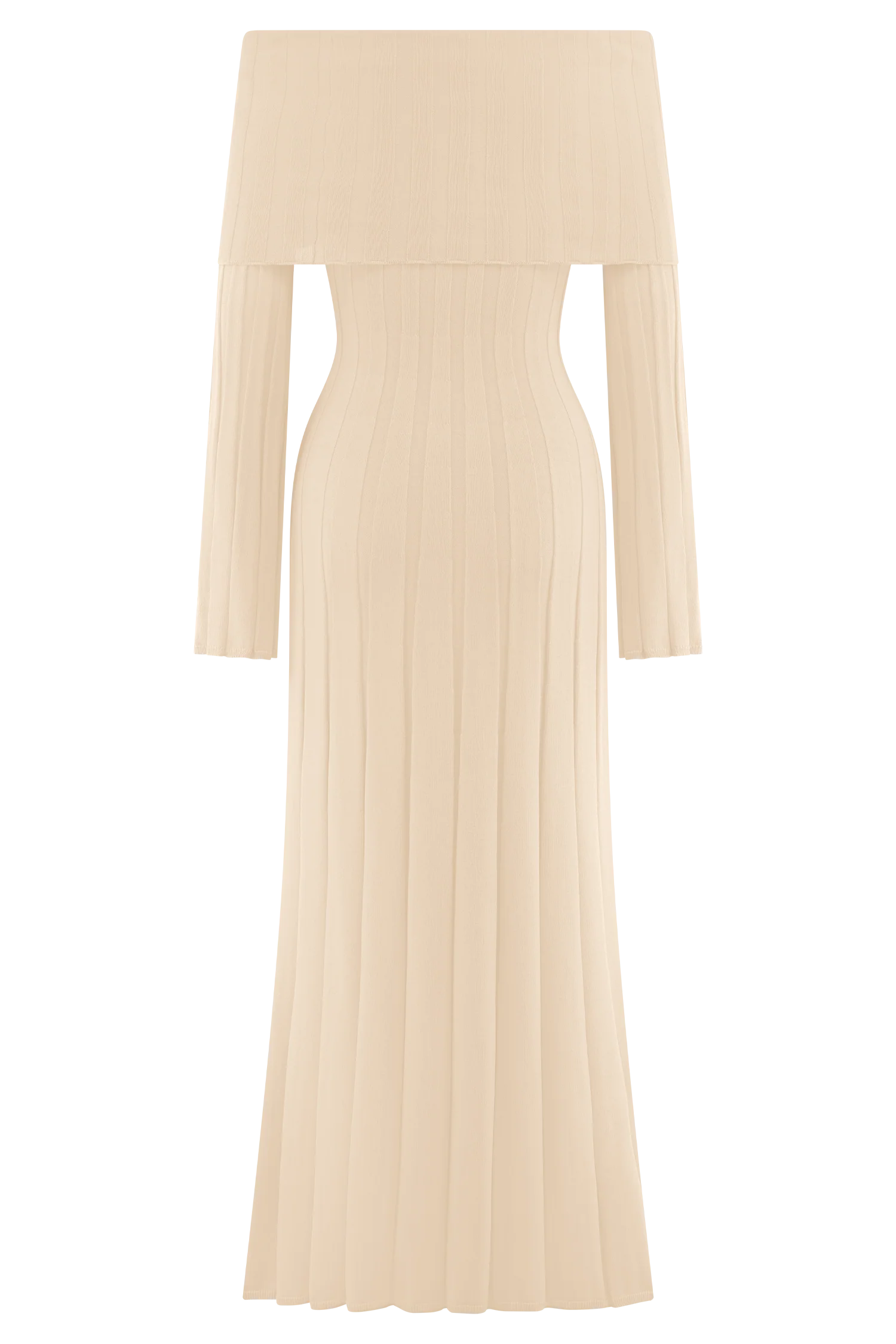 Alonza Long Sleeve Knit Midi Dress Cream