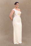 Dalia Off Shoulder Satin Maxi Dress Blush Gold
