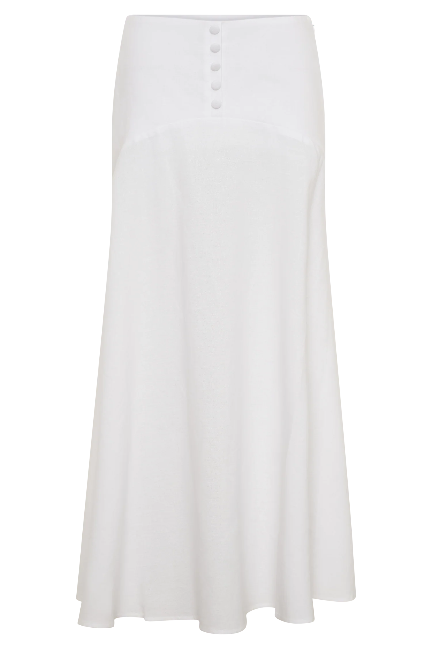 Selma Curved Waist Midi Skirt White