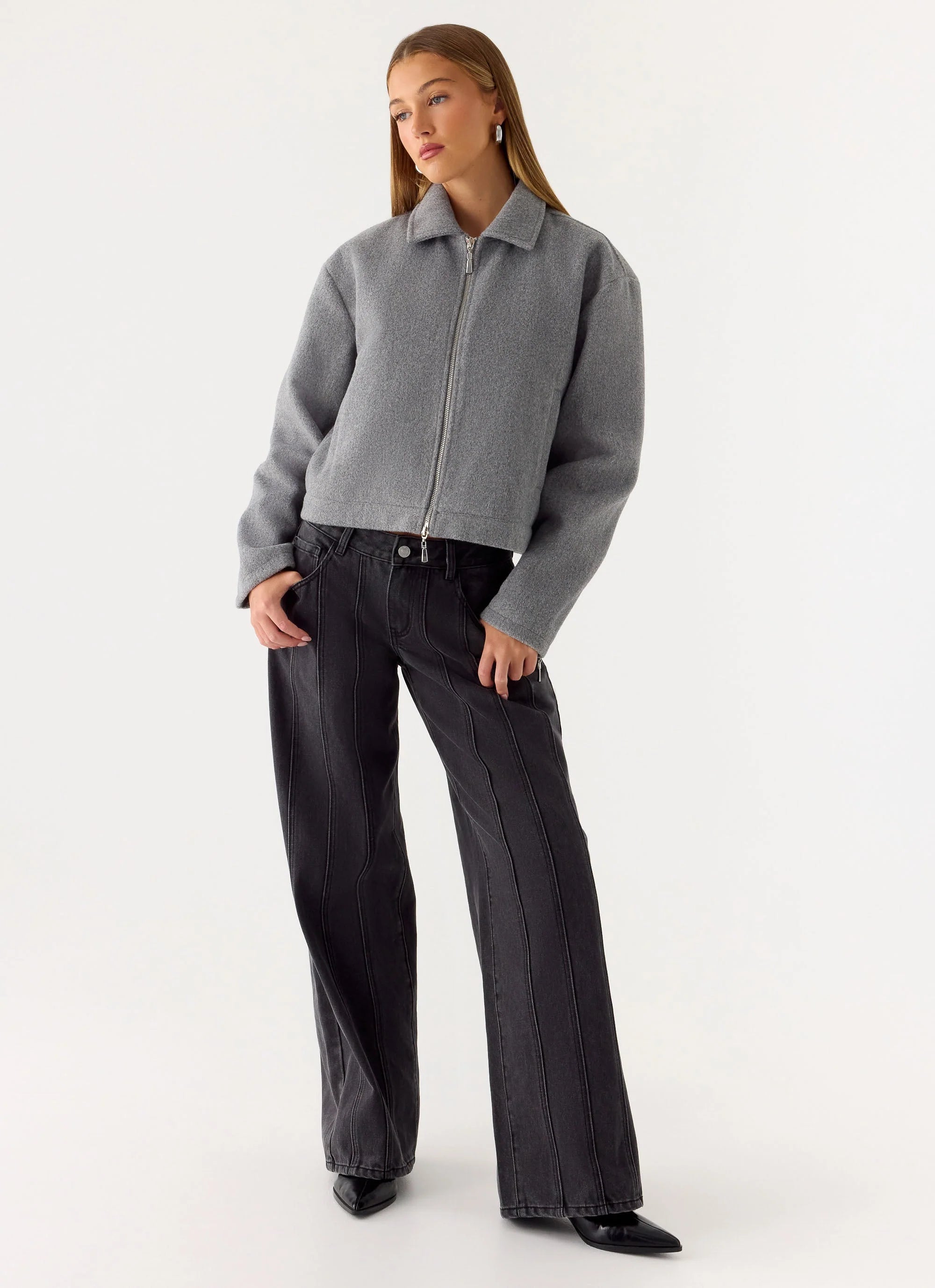 Enzo Faux Wool Jacket Grey