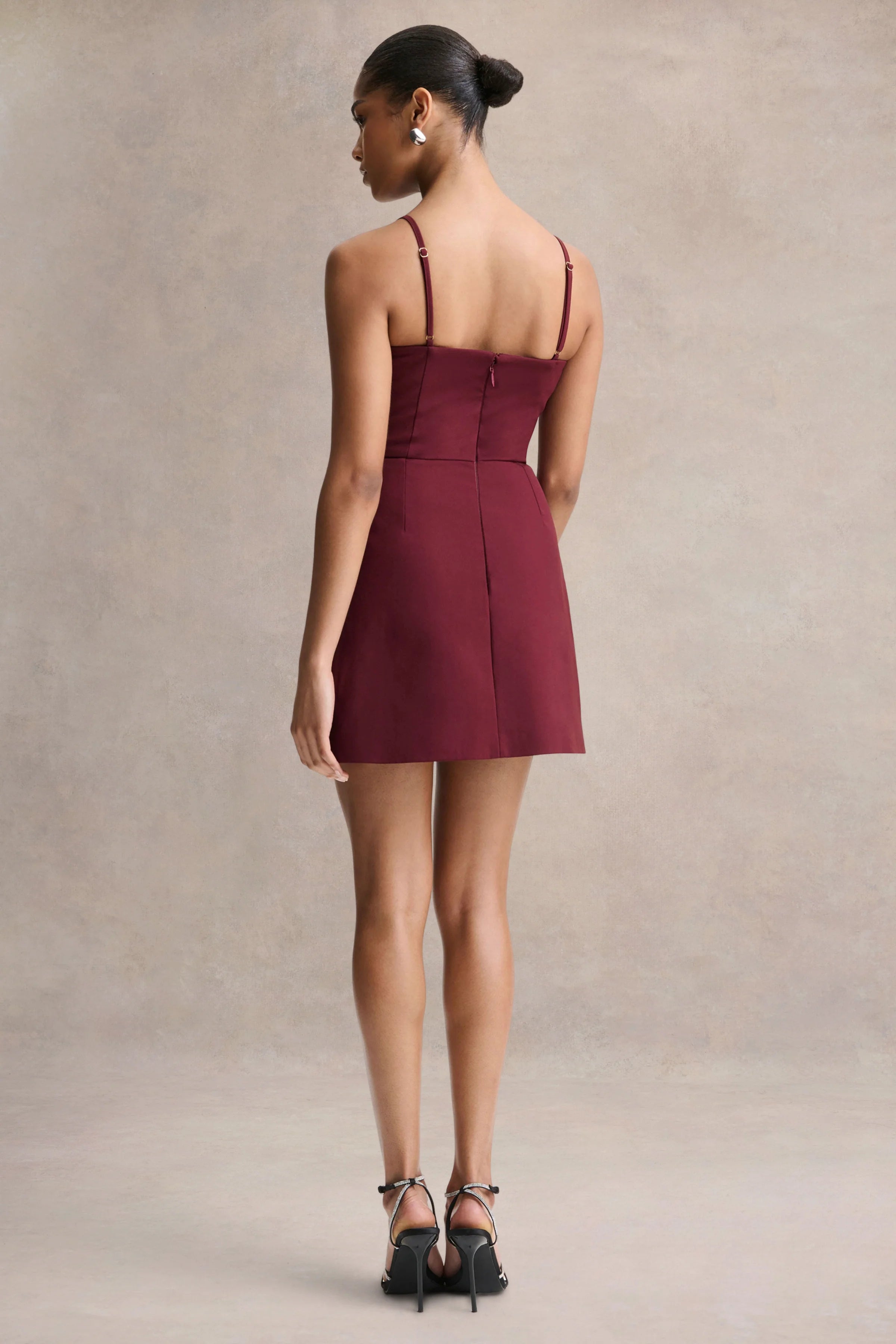 Veda Burgundy Square Neck Mini Dress