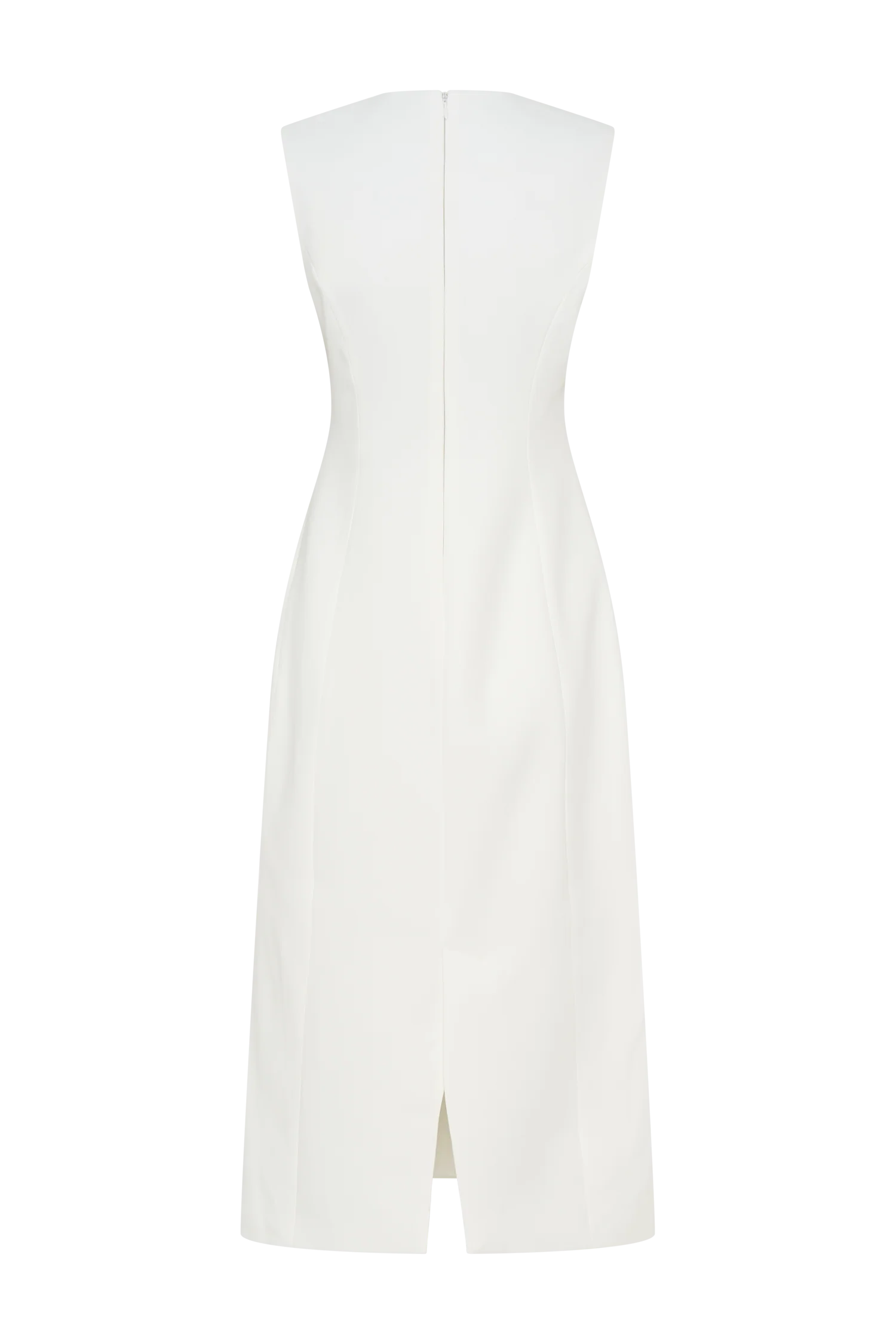 Audrine Suiting Sleeveless Midi Dress Ivory