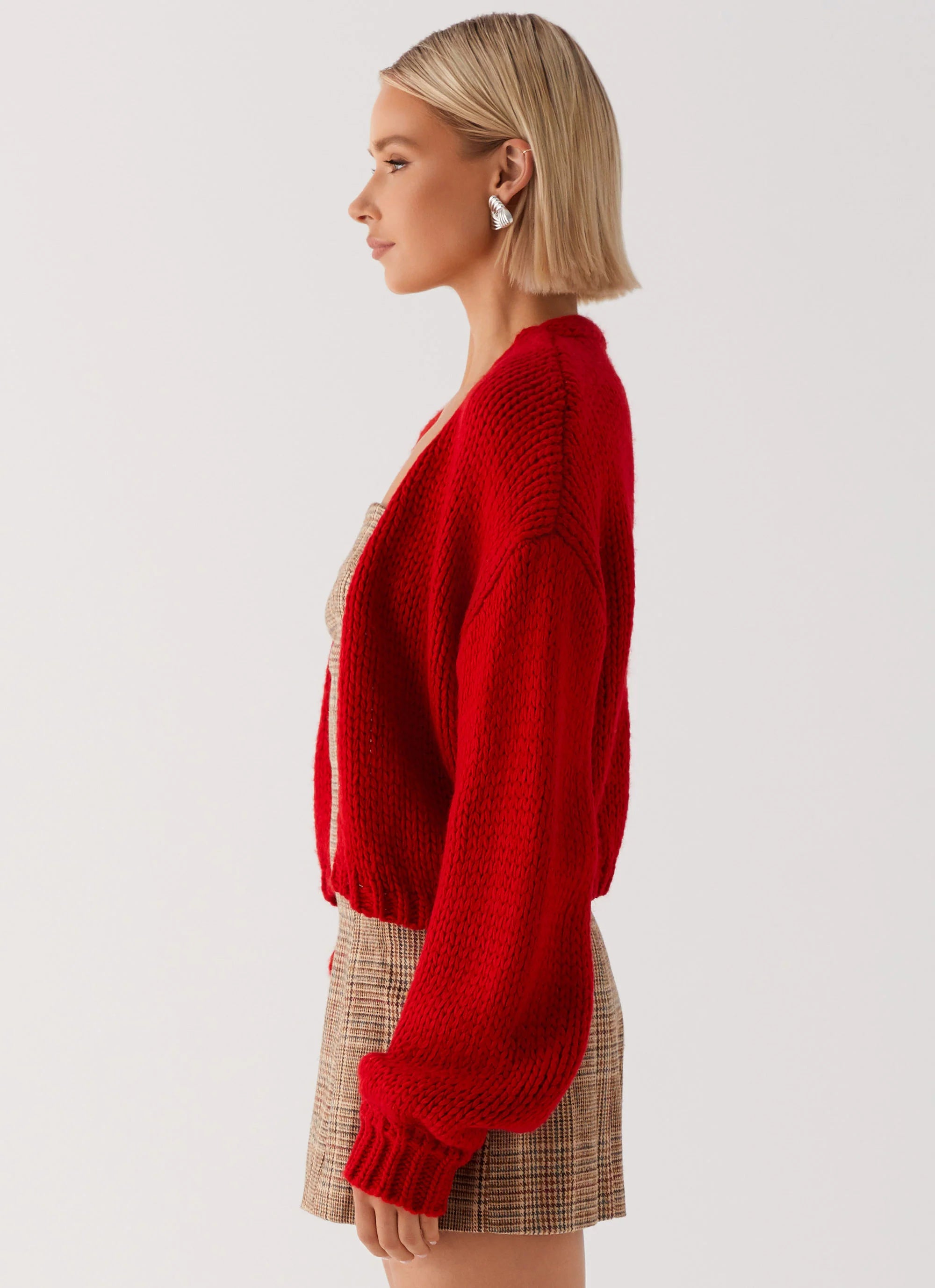 Jasleen Knit Cardigan Red