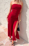 Morrigan Red Strapless Maxi Dress