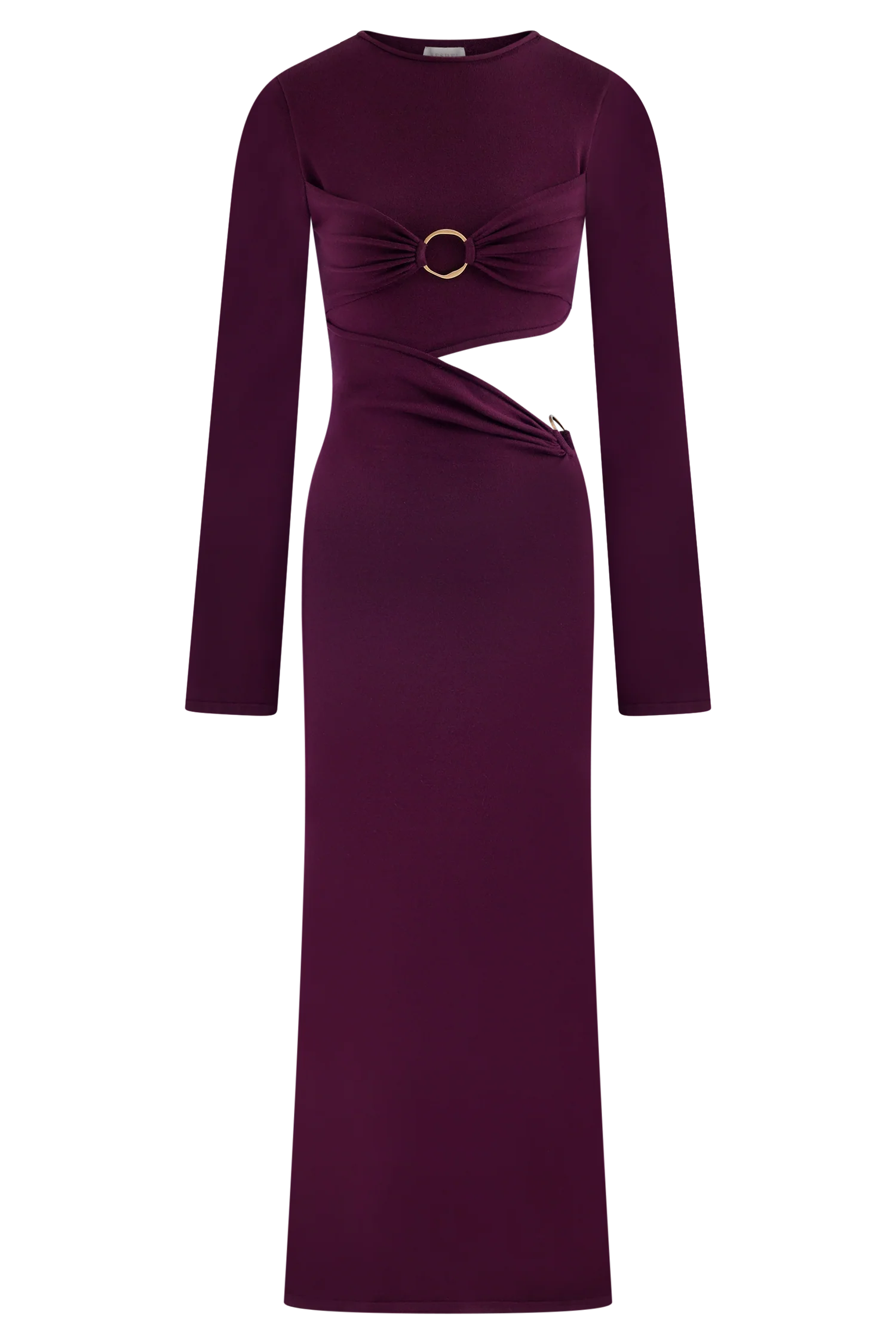 Azariah Long Sleeve Knit Midi Dress Plum
