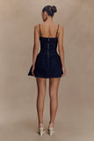 Cheyenne Scallop Denim Mini Dress Indigo Blue