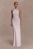 Elyna Slinky Halter Maxi Dress Pale Pink