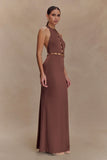 Albion Beaded Slinky Maxi Dress Chocolate