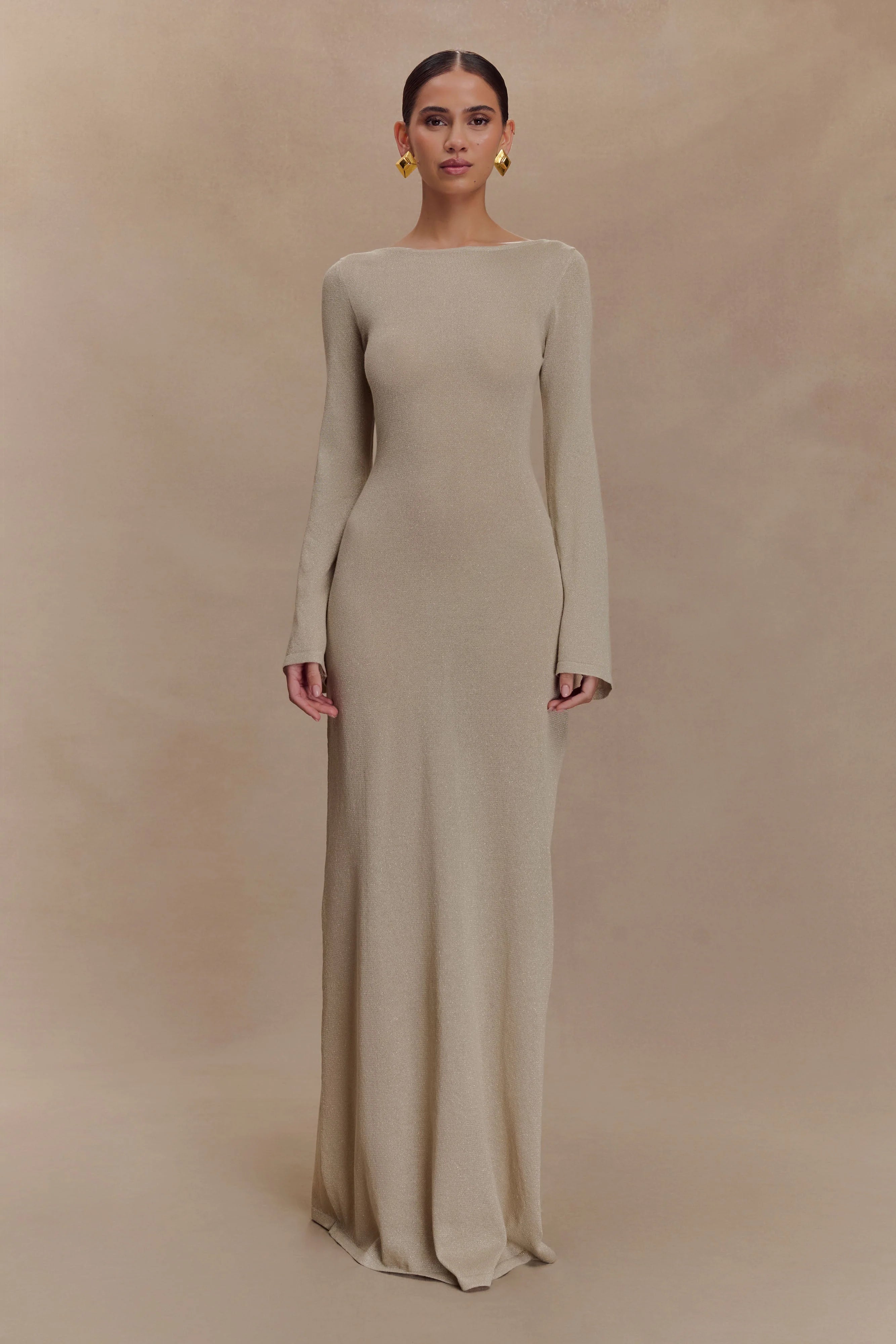 Atticus Knit Maxi Dress With Sequin Gold
