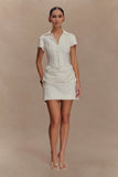 Tarryn Collared Cotton Mini Dress White