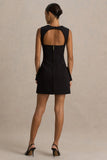 Mollie Black Square Neck Tailored Micro Mini Dress