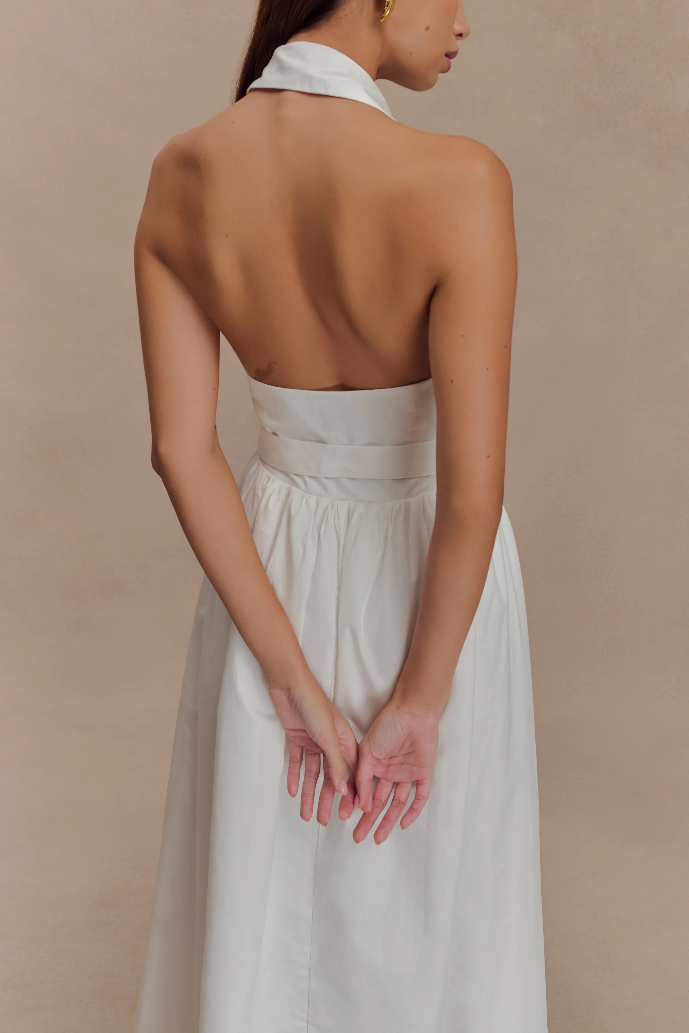 Cindy Collared Midi Dress White